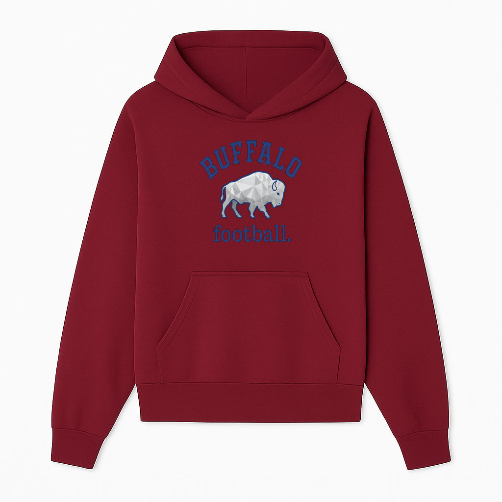 Buffalo Football Graphic T-Shirt, Geometric Bison Design, Sport Team Apparel, Casual Wear, Gift for Fans, Blue and White Themes - Hoodie 1758559976696.jpg
