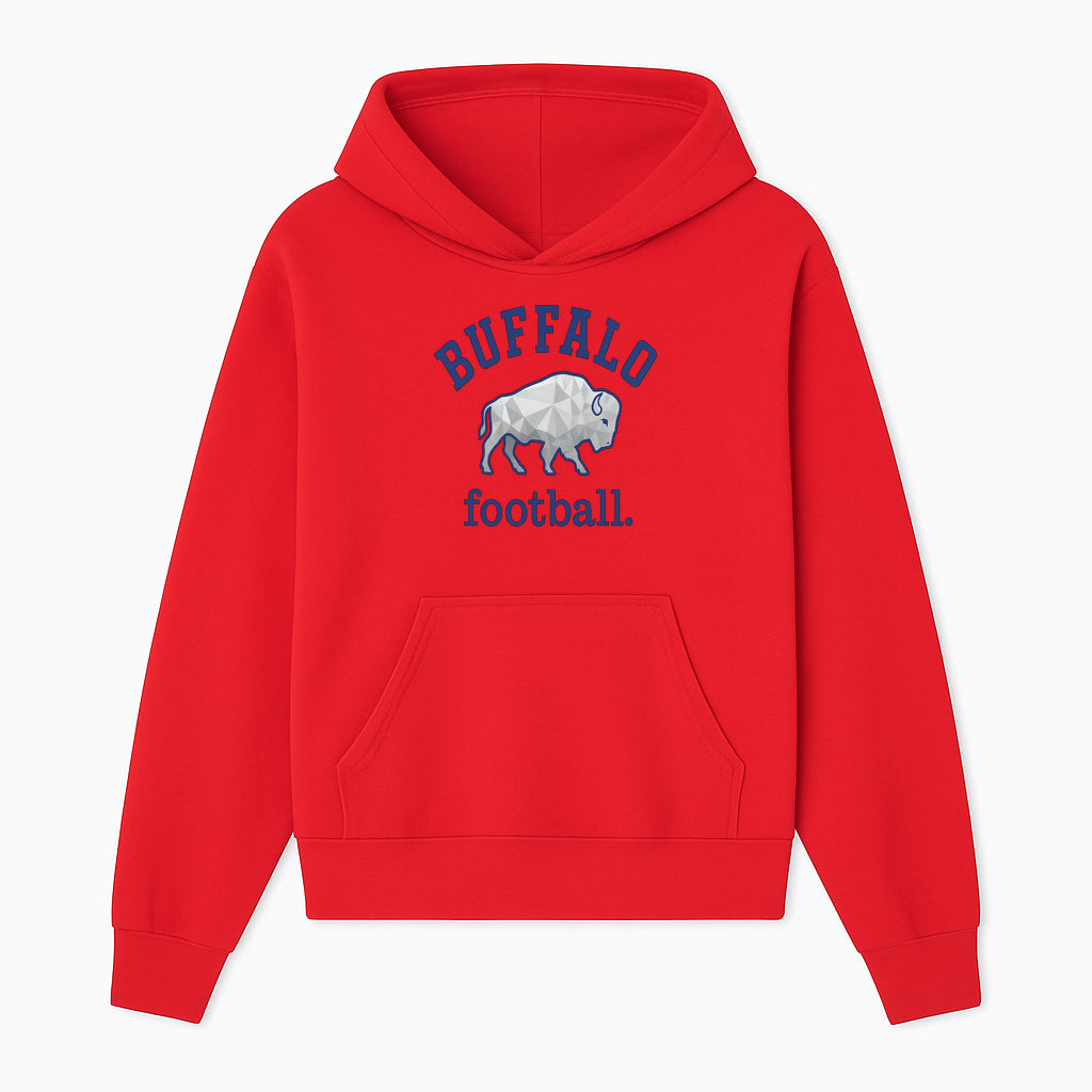 Buffalo Football Graphic T-Shirt, Geometric Bison Design, Sport Team Apparel, Casual Wear, Gift for Fans, Blue and White Themes - Hoodie 1758559976972.jpg