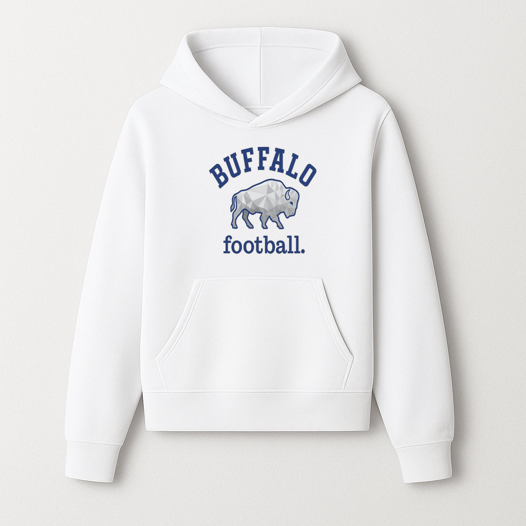 Buffalo Football Graphic T-Shirt, Geometric Bison Design, Sport Team Apparel, Casual Wear, Gift for Fans, Blue and White Themes - Hoodie 1758559977285.jpg
