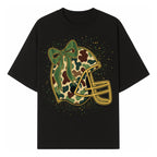 Camo Football Helmet with Bow Graphic Tee - Sports Apparel for Women, Cute Football Gift, Trendy Game Day Outfit - T-shirt 1758559977330.jpg