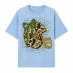 Camo Football Helmet with Bow Graphic Tee - Sports Apparel for Women, Cute Football Gift, Trendy Game Day Outfit - T-shirt 1758559977886.jpg