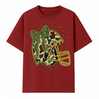 Camo Football Helmet with Bow Graphic Tee - Sports Apparel for Women, Cute Football Gift, Trendy Game Day Outfit - T-shirt 1758559978142.jpg