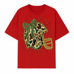 Camo Football Helmet with Bow Graphic Tee - Sports Apparel for Women, Cute Football Gift, Trendy Game Day Outfit - T-shirt 1758559978496.jpg