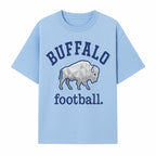 Buffalo Football Graphic T-Shirt, Geometric Bison Design, Sport Team Apparel, Casual Wear, Gift for Fans, Blue and White Themes - T-shirt 1758559979431.jpg