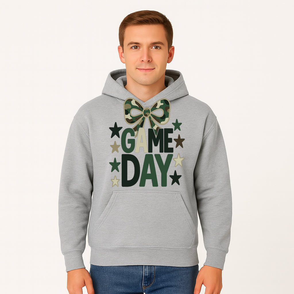 Camo Game Day Decor with Bow and Stars, Perfect for Sports Events, Team Spirit, and Home Decoration - Hoodie 1758559979682.jpg