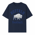 Buffalo Football Graphic T-Shirt, Geometric Bison Design, Sport Team Apparel, Casual Wear, Gift for Fans, Blue and White Themes - T-shirt 1758559979886.jpg