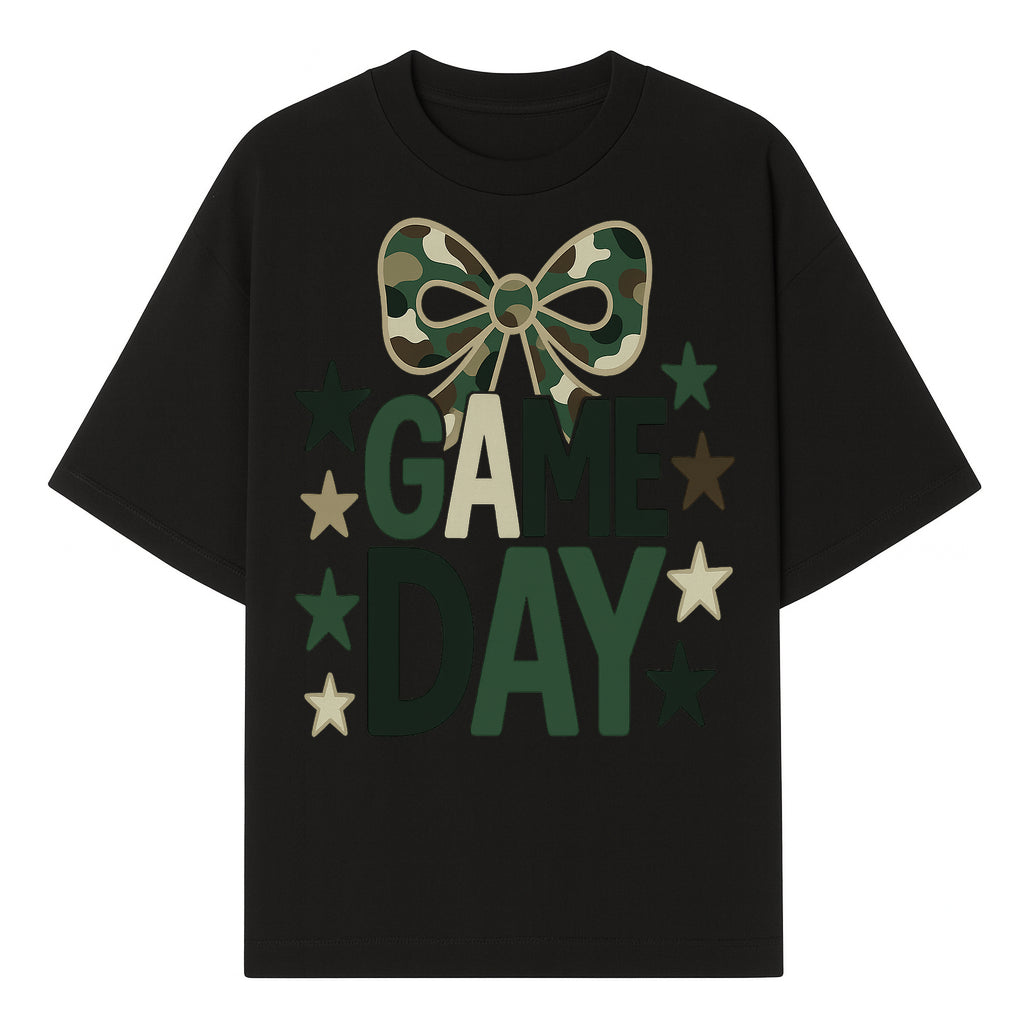 Camo Game Day Decor with Bow and Stars, Perfect for Sports Events, Team Spirit, and Home Decoration - T-shirt 1758559980073.jpg