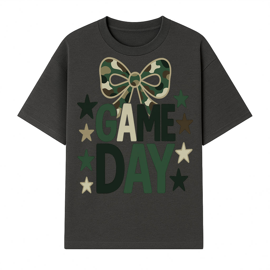 Camo Game Day Decor with Bow and Stars, Perfect for Sports Events, Team Spirit, and Home Decoration - T-shirt 1758559980197.jpg