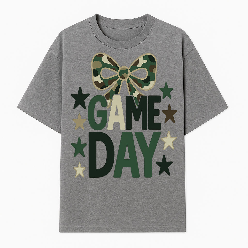 Camo Game Day Decor with Bow and Stars, Perfect for Sports Events, Team Spirit, and Home Decoration - T-shirt 1758559980474.jpg