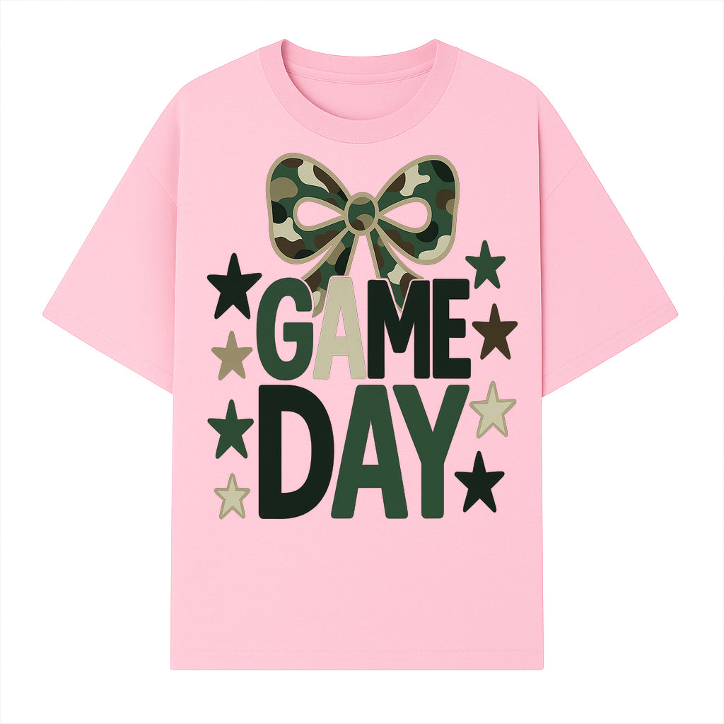 Camo Game Day Decor with Bow and Stars, Perfect for Sports Events, Team Spirit, and Home Decoration - T-shirt 1758559980725.jpg