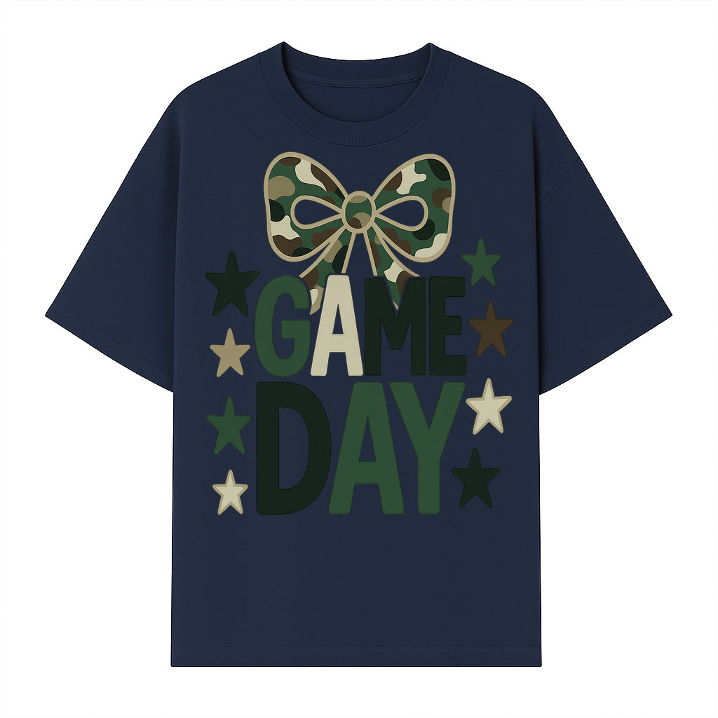Camo Game Day Decor with Bow and Stars, Perfect for Sports Events, Team Spirit, and Home Decoration - T-shirt 1758559980986.jpg