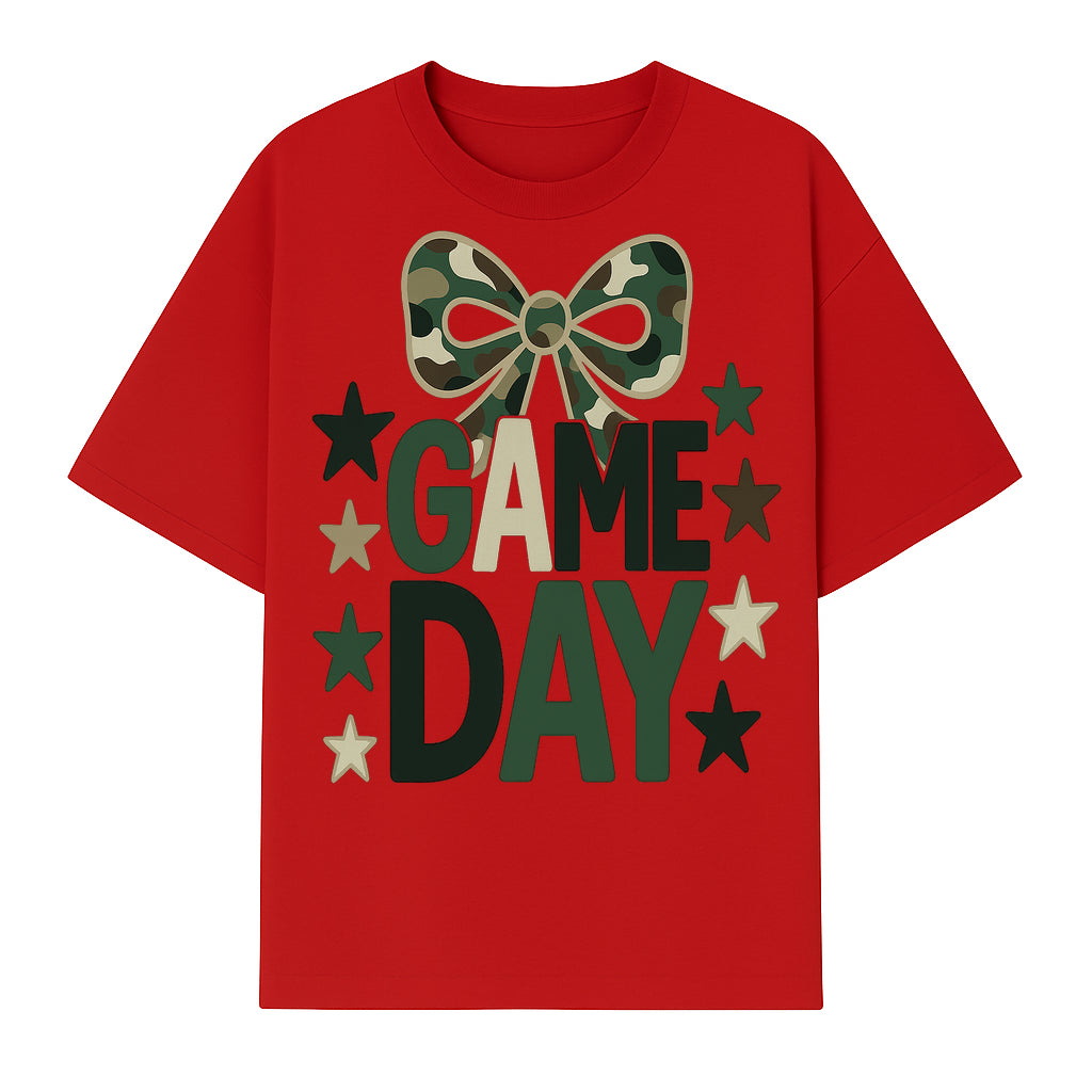 Camo Game Day Decor with Bow and Stars, Perfect for Sports Events, Team Spirit, and Home Decoration - T-shirt 1758559981098.jpg