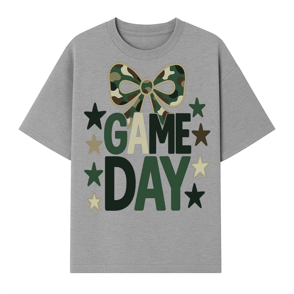 Camo Game Day Decor with Bow and Stars, Perfect for Sports Events, Team Spirit, and Home Decoration - T-shirt 1758559981231.jpg