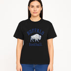 Buffalo Football Graphic T-Shirt, Geometric Bison Design, Sport Team Apparel, Casual Wear, Gift for Fans, Blue and White Themes - T-shirt 1758559981611.jpg