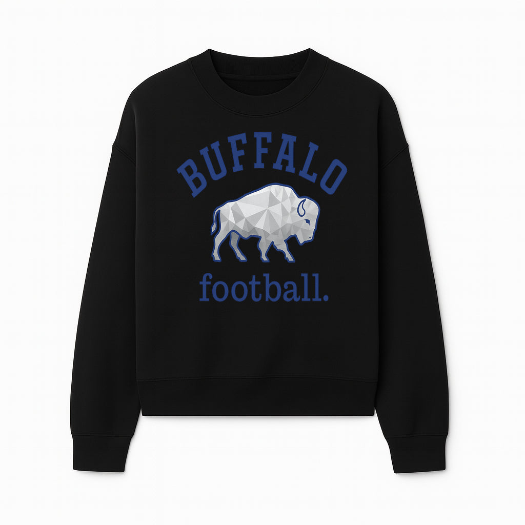 Buffalo Football Graphic T-Shirt, Geometric Bison Design, Sport Team Apparel, Casual Wear, Gift for Fans, Blue and White Themes - Sweatshirt 1758559981875.jpg