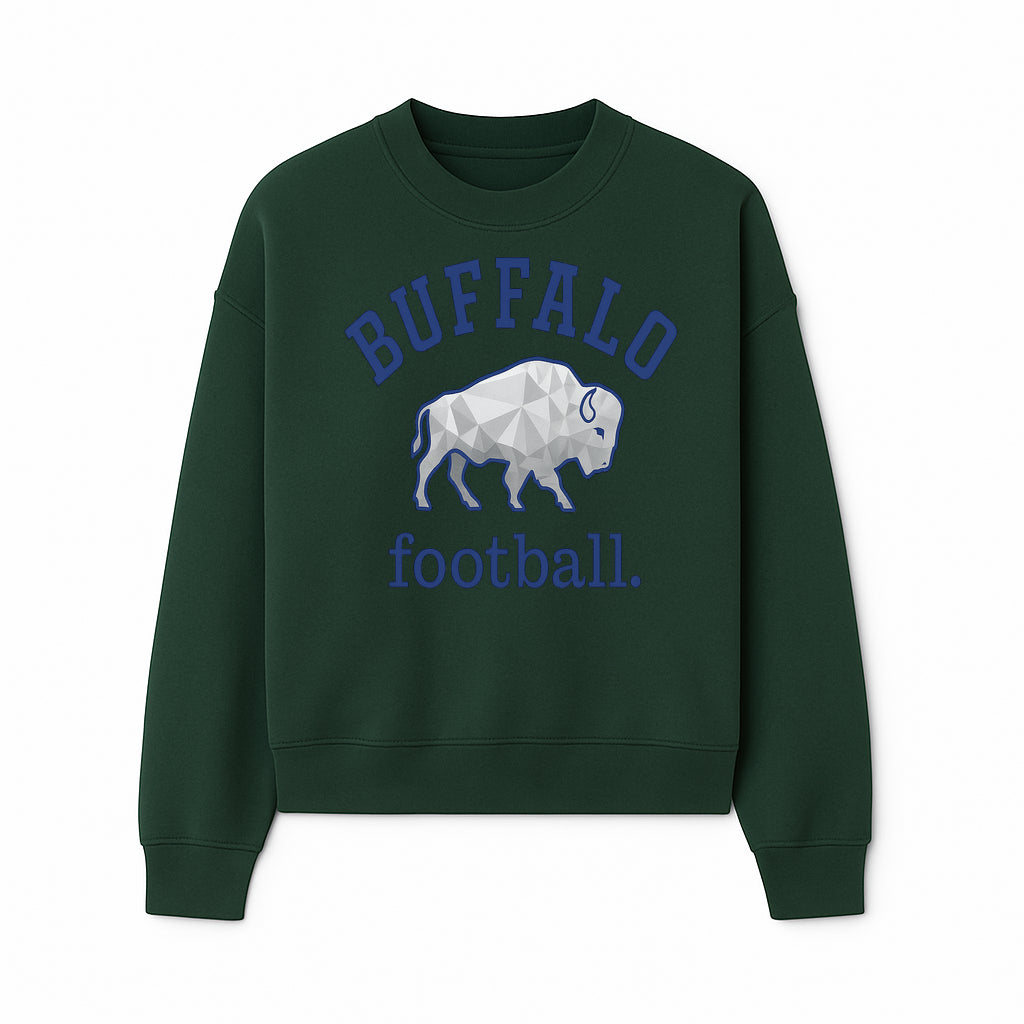 Buffalo Football Graphic T-Shirt, Geometric Bison Design, Sport Team Apparel, Casual Wear, Gift for Fans, Blue and White Themes - Sweatshirt 1758559982144.jpg