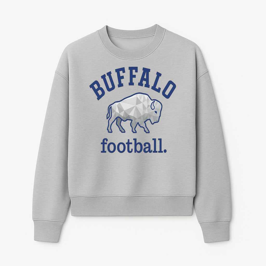 Buffalo Football Graphic T-Shirt, Geometric Bison Design, Sport Team Apparel, Casual Wear, Gift for Fans, Blue and White Themes - Sweatshirt 1758559982273.jpg