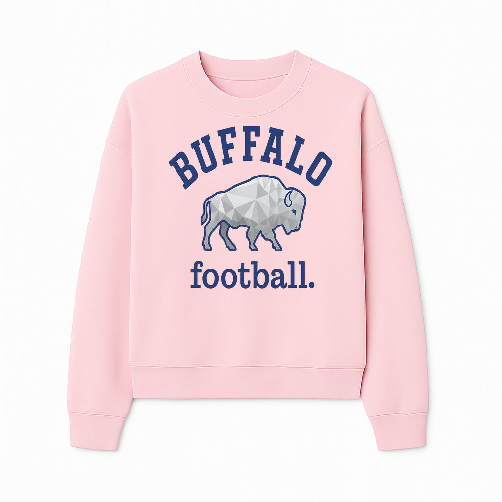 Buffalo Football Graphic T-Shirt, Geometric Bison Design, Sport Team Apparel, Casual Wear, Gift for Fans, Blue and White Themes - Sweatshirt 1758559982513.jpg