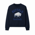 Buffalo Football Graphic T-Shirt, Geometric Bison Design, Sport Team Apparel, Casual Wear, Gift for Fans, Blue and White Themes - Sweatshirt 1758559982773.jpg