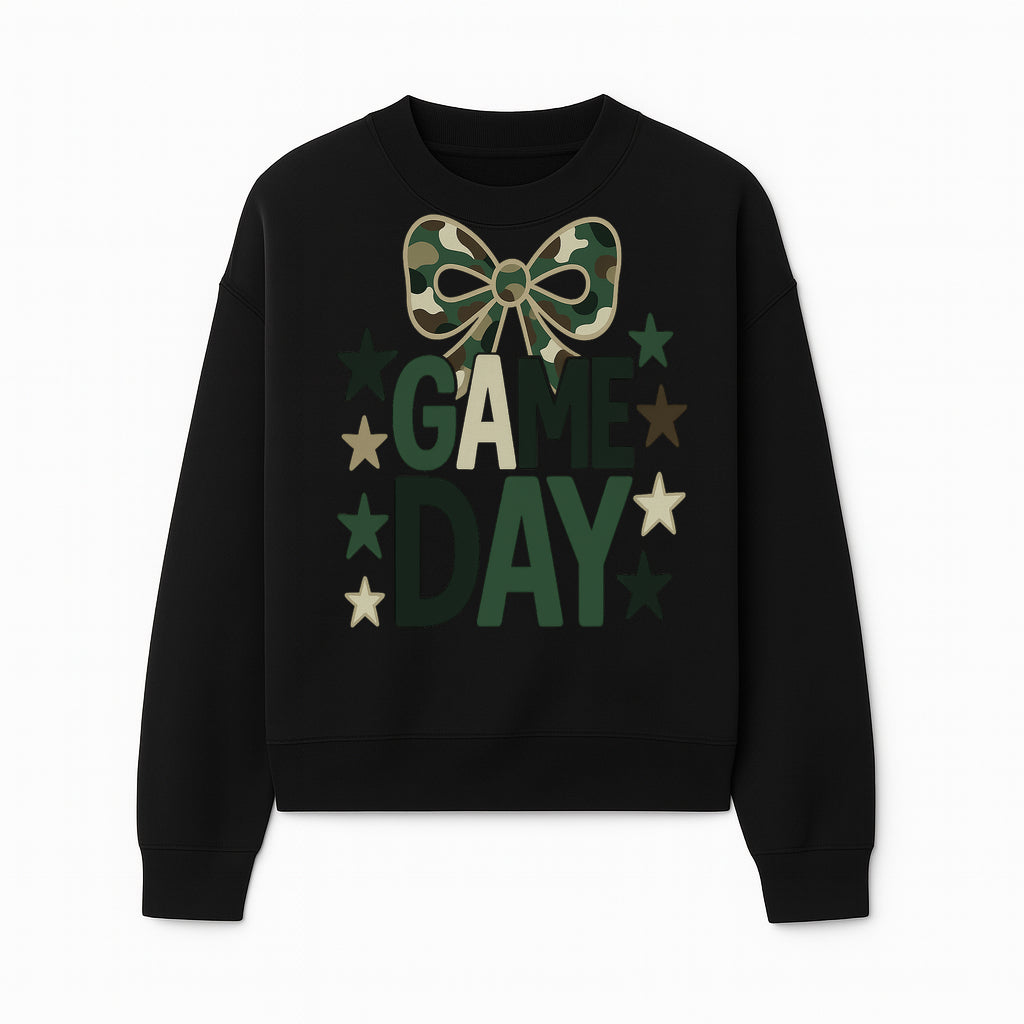 Camo Game Day Decor with Bow and Stars, Perfect for Sports Events, Team Spirit, and Home Decoration - Sweatshirt 1758559982939.jpg