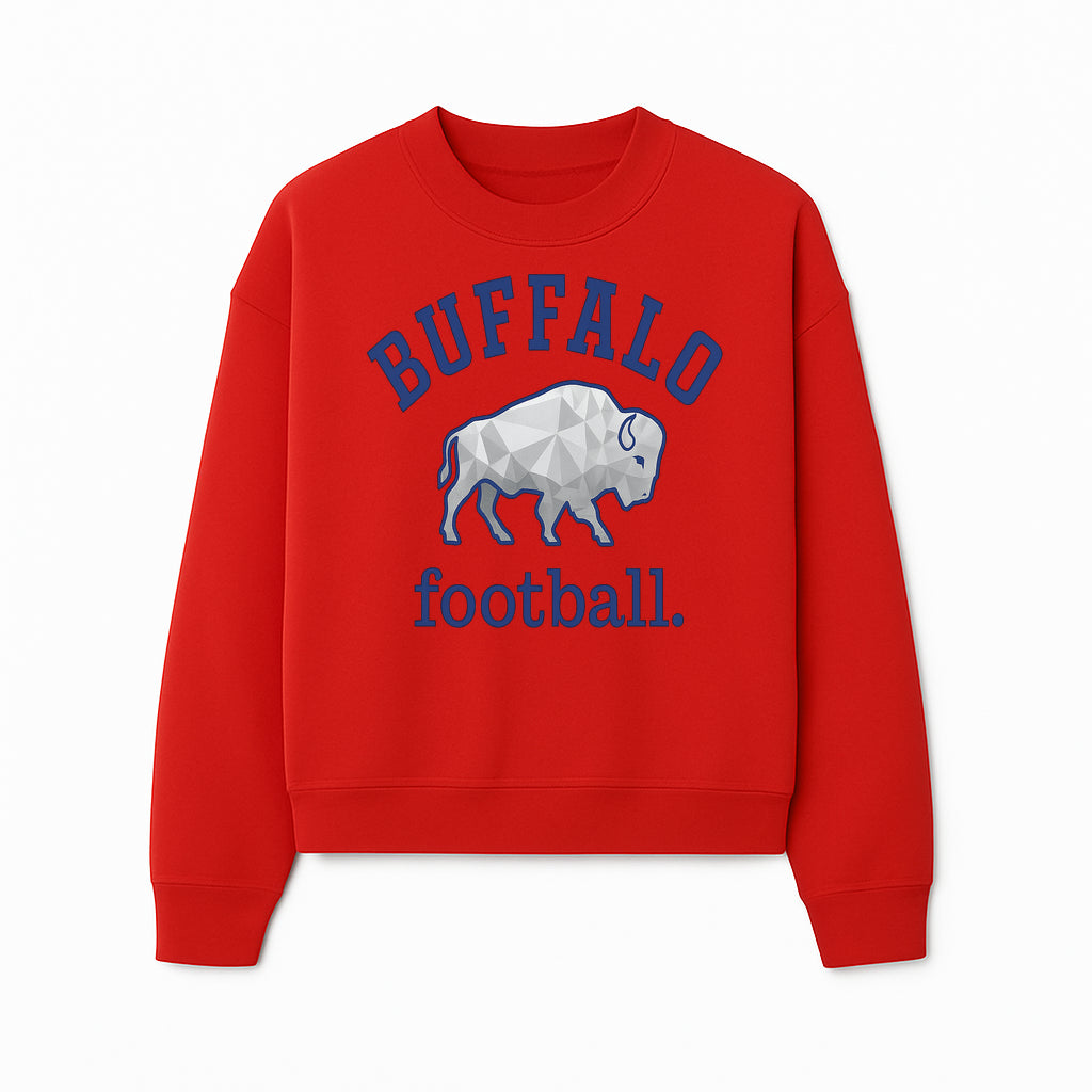 Buffalo Football Graphic T-Shirt, Geometric Bison Design, Sport Team Apparel, Casual Wear, Gift for Fans, Blue and White Themes - Sweatshirt 1758559982940.jpg