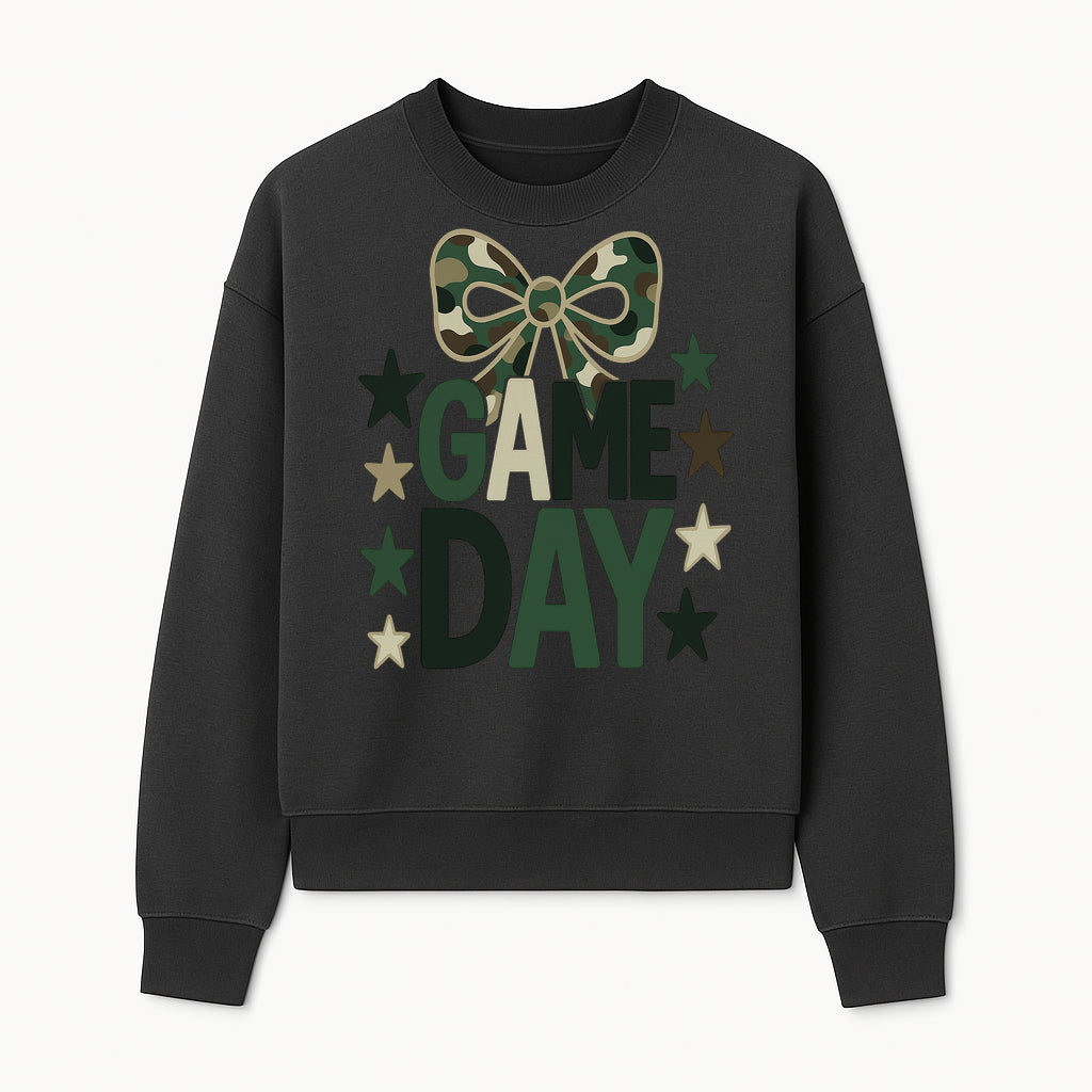 Camo Game Day Decor with Bow and Stars, Perfect for Sports Events, Team Spirit, and Home Decoration - Sweatshirt 1758559983089.jpg