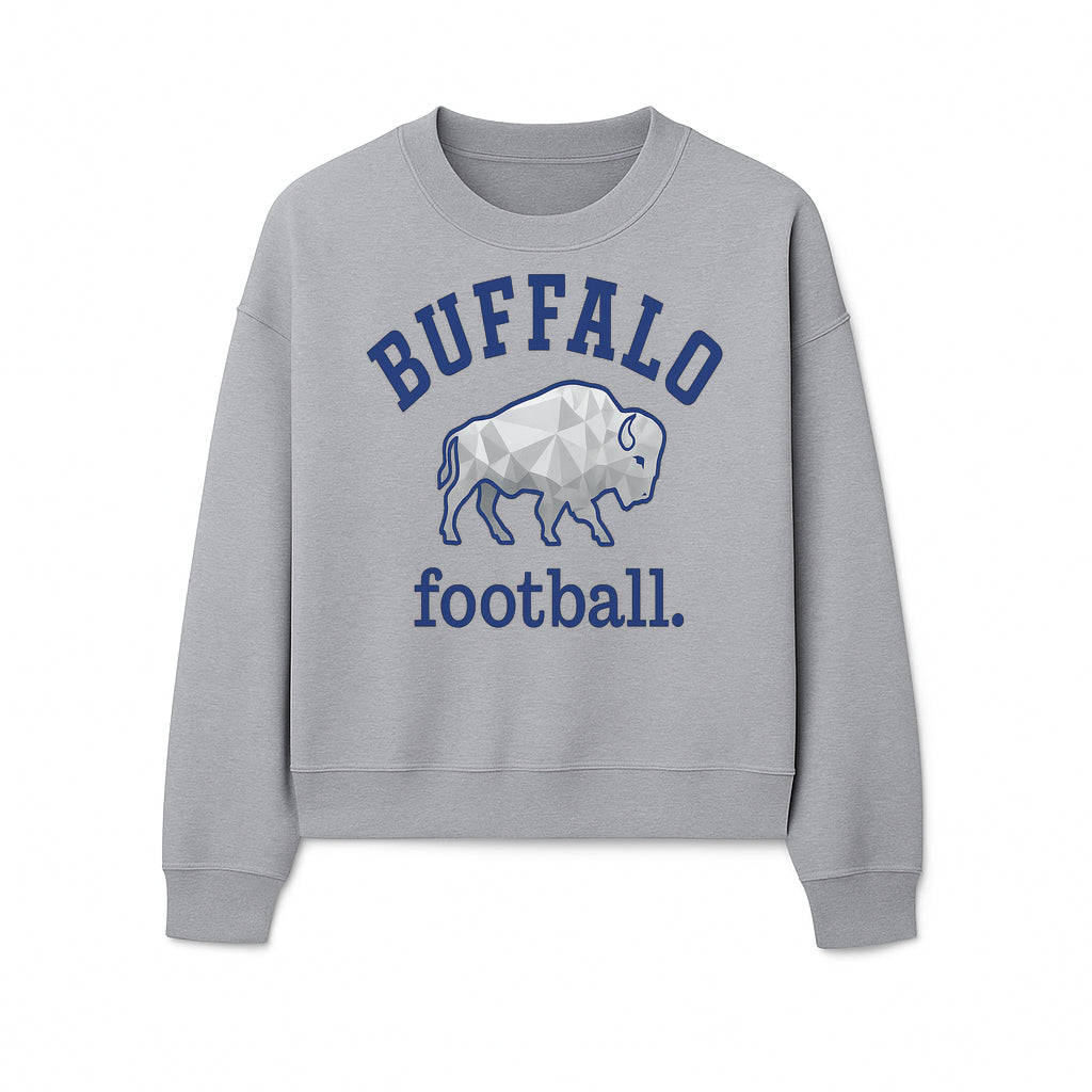 Buffalo Football Graphic T-Shirt, Geometric Bison Design, Sport Team Apparel, Casual Wear, Gift for Fans, Blue and White Themes - Sweatshirt 1758559983108.jpg