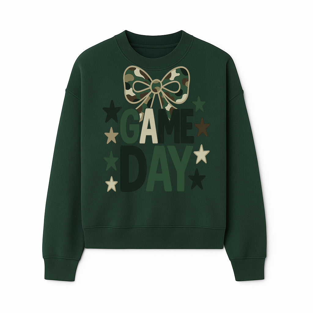 Camo Game Day Decor with Bow and Stars, Perfect for Sports Events, Team Spirit, and Home Decoration - Sweatshirt 1758559983230.jpg