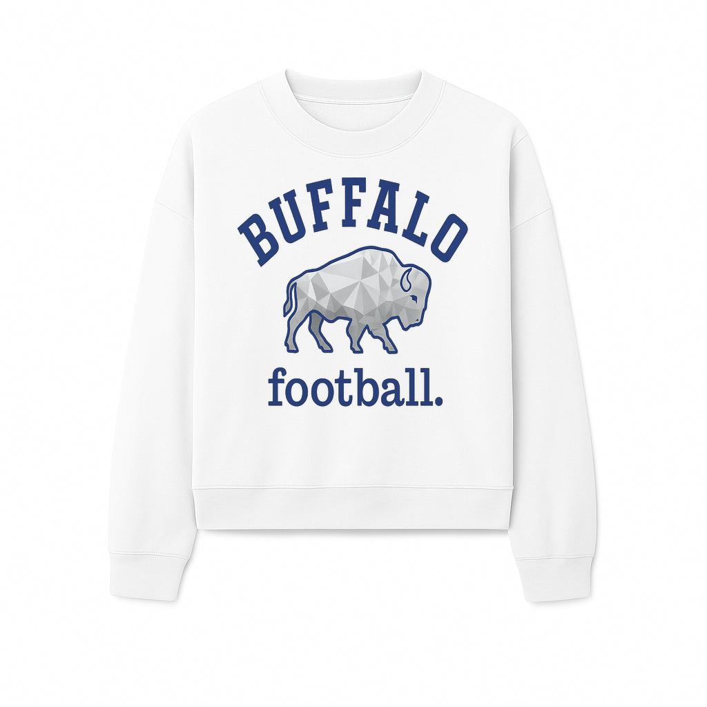Buffalo Football Graphic T-Shirt, Geometric Bison Design, Sport Team Apparel, Casual Wear, Gift for Fans, Blue and White Themes - Sweatshirt 1758559983244.jpg
