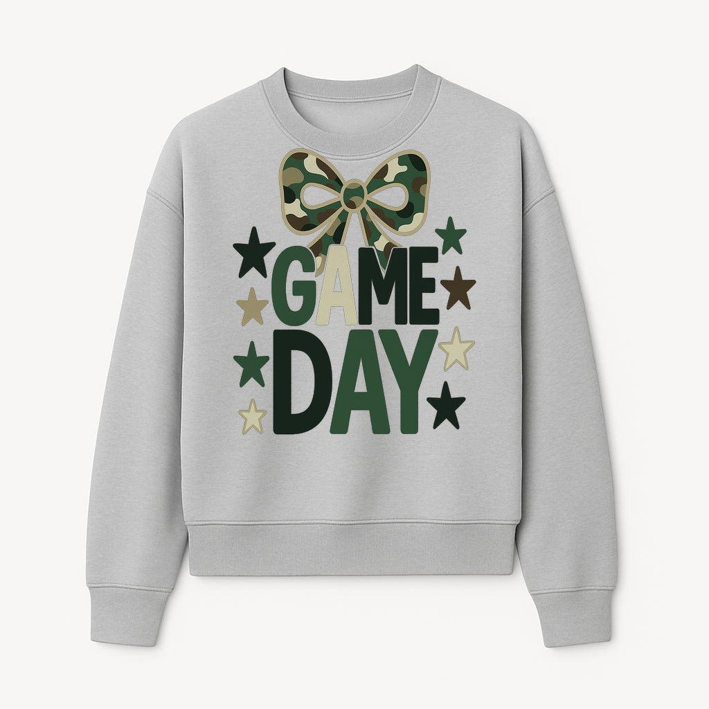 Camo Game Day Decor with Bow and Stars, Perfect for Sports Events, Team Spirit, and Home Decoration - Sweatshirt 1758559983340.jpg