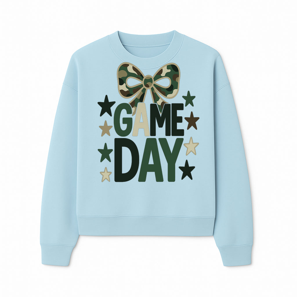 Camo Game Day Decor with Bow and Stars, Perfect for Sports Events, Team Spirit, and Home Decoration - Sweatshirt 1758559983466.jpg