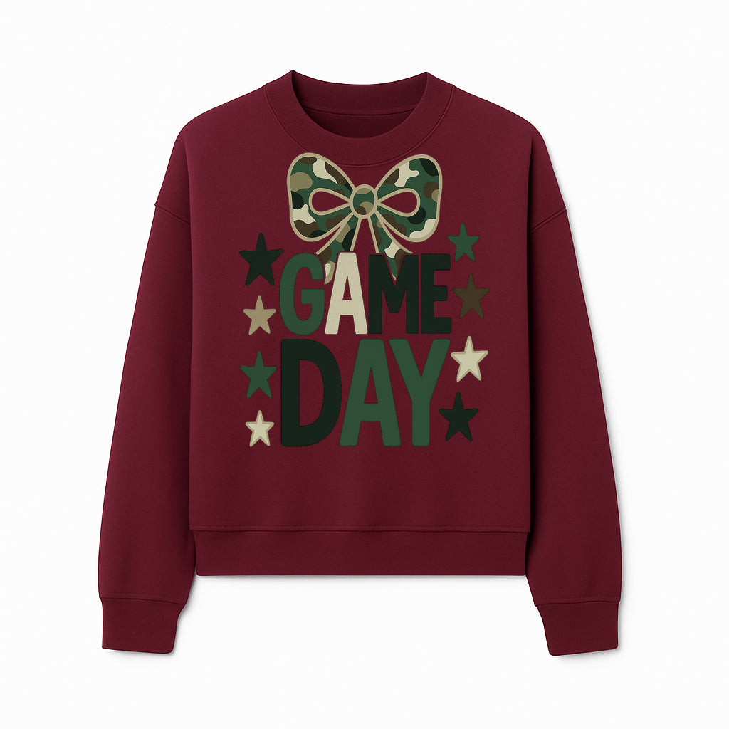 Camo Game Day Decor with Bow and Stars, Perfect for Sports Events, Team Spirit, and Home Decoration - Sweatshirt 1758559983722.jpg