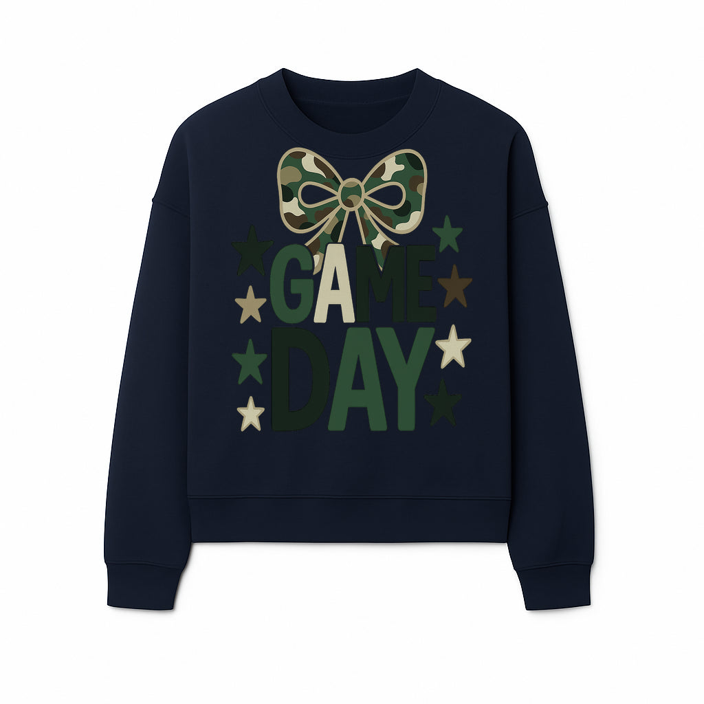 Camo Game Day Decor with Bow and Stars, Perfect for Sports Events, Team Spirit, and Home Decoration - Sweatshirt 1758559983848.jpg