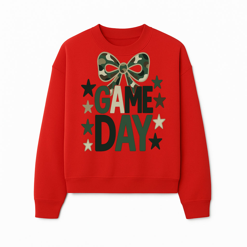 Camo Game Day Decor with Bow and Stars, Perfect for Sports Events, Team Spirit, and Home Decoration - Sweatshirt 1758559983971.jpg