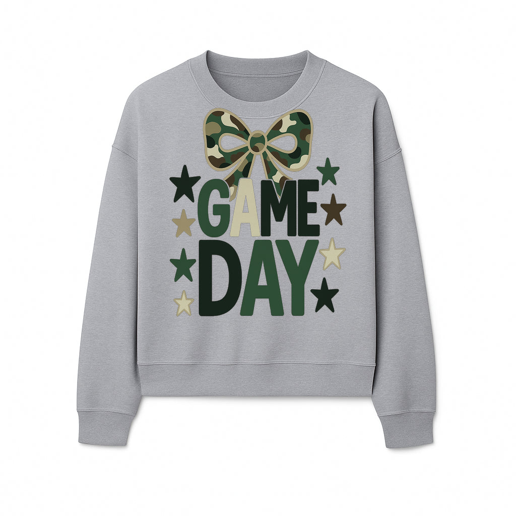 Camo Game Day Decor with Bow and Stars, Perfect for Sports Events, Team Spirit, and Home Decoration - Sweatshirt 1758559984098.jpg