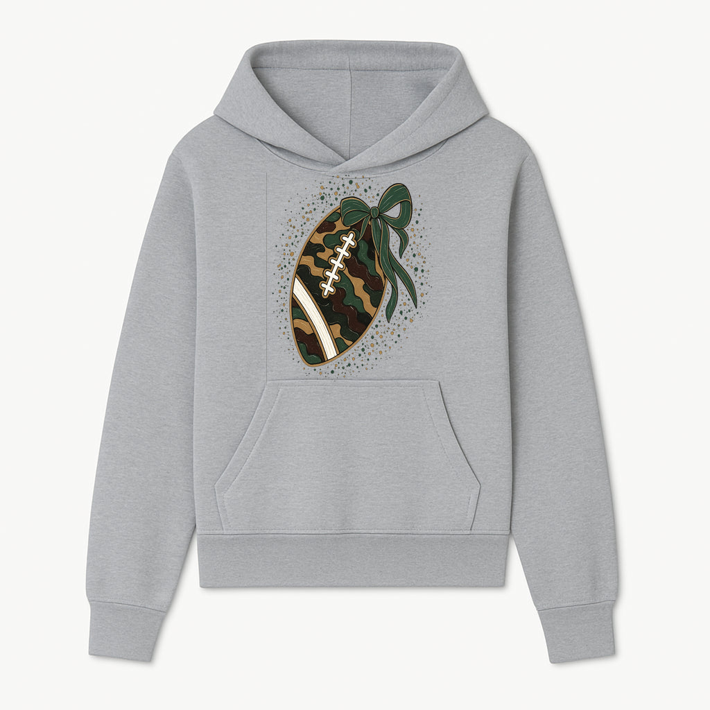 Camouflage Football with Bow Wrap - Fun Sports Decor, Rustic Wall Art, Perfect for Game Day, Gift for Football Lovers - Hoodie 1758559987239.jpg
