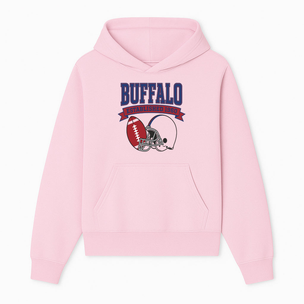 Buffalo Football Established 1960 Vintage Graphic Tee, Football Helmet & Ball Design, Sports Fan Apparel, Game Day Outfit - Hoodie 1758559987503.jpg