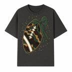 Camouflage Football with Bow Wrap - Fun Sports Decor, Rustic Wall Art, Perfect for Game Day, Gift for Football Lovers - T-shirt 1758559989241.jpg