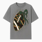 Camouflage Football with Bow Wrap - Fun Sports Decor, Rustic Wall Art, Perfect for Game Day, Gift for Football Lovers - T-shirt 1758559989501.jpg