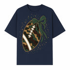 Camouflage Football with Bow Wrap - Fun Sports Decor, Rustic Wall Art, Perfect for Game Day, Gift for Football Lovers - T-shirt 1758559990035.jpg