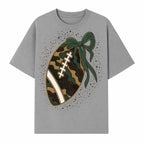 Camouflage Football with Bow Wrap - Fun Sports Decor, Rustic Wall Art, Perfect for Game Day, Gift for Football Lovers - T-shirt 1758559990300.jpg