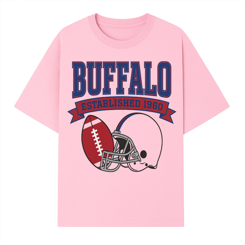 Buffalo Football Established 1960 Vintage Graphic Tee, Football Helmet & Ball Design, Sports Fan Apparel, Game Day Outfit - T-shirt 1758559990455.jpg