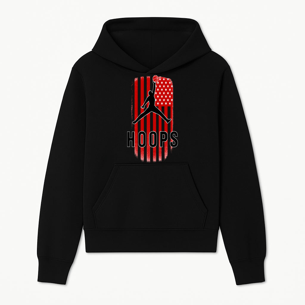 Basketball Hoops Graphic Tee with Retro American Flag Design Perfect for Sports Fans and Athletes - Hoodie 1758681887933.jpg