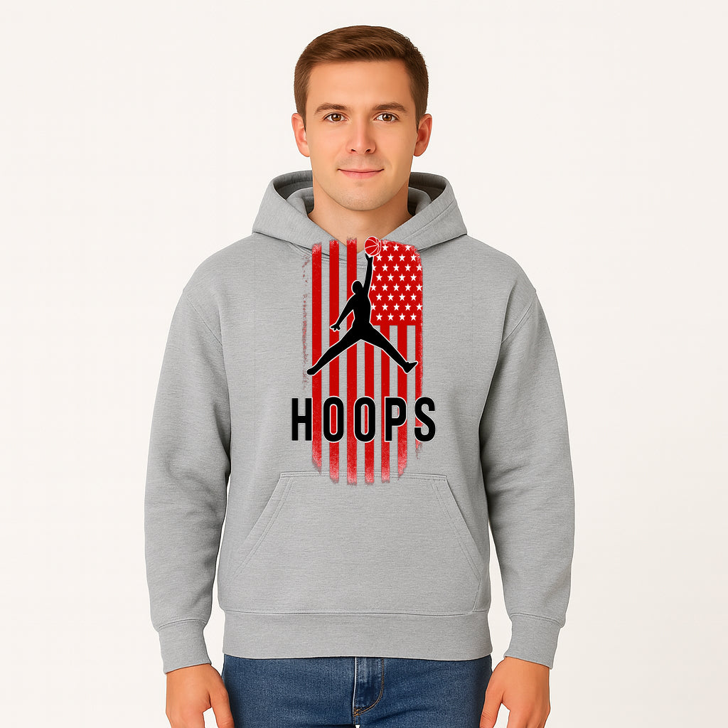 Basketball Hoops Graphic Tee with Retro American Flag Design Perfect for Sports Fans and Athletes - Hoodie 1758681890535.jpg