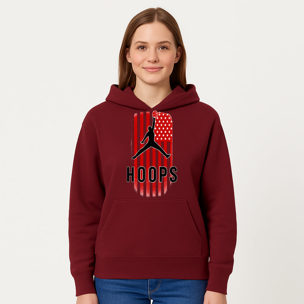Basketball Hoops Graphic Tee with Retro American Flag Design Perfect for Sports Fans and Athletes - Hoodie 1758681890677.jpg