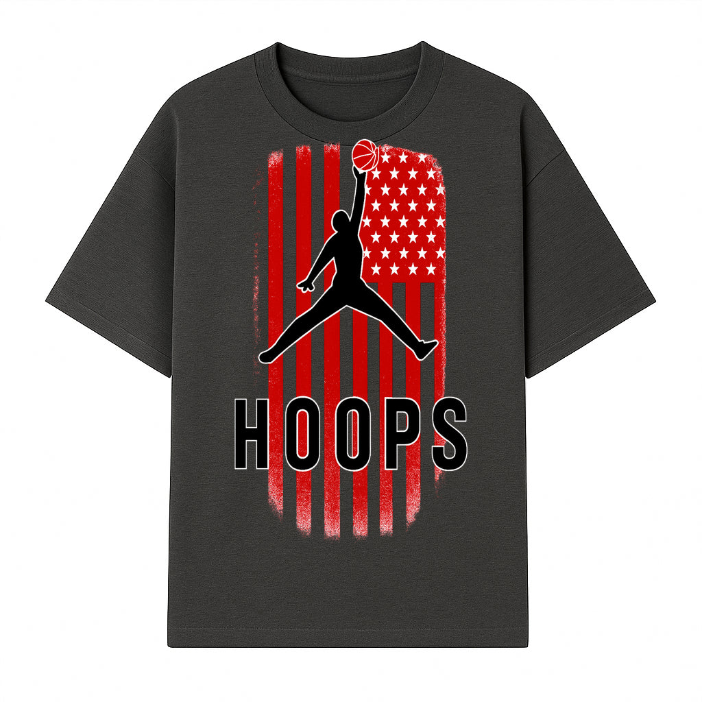 Basketball Hoops Graphic Tee with Retro American Flag Design Perfect for Sports Fans and Athletes - T-shirt 1758681891069.jpg
