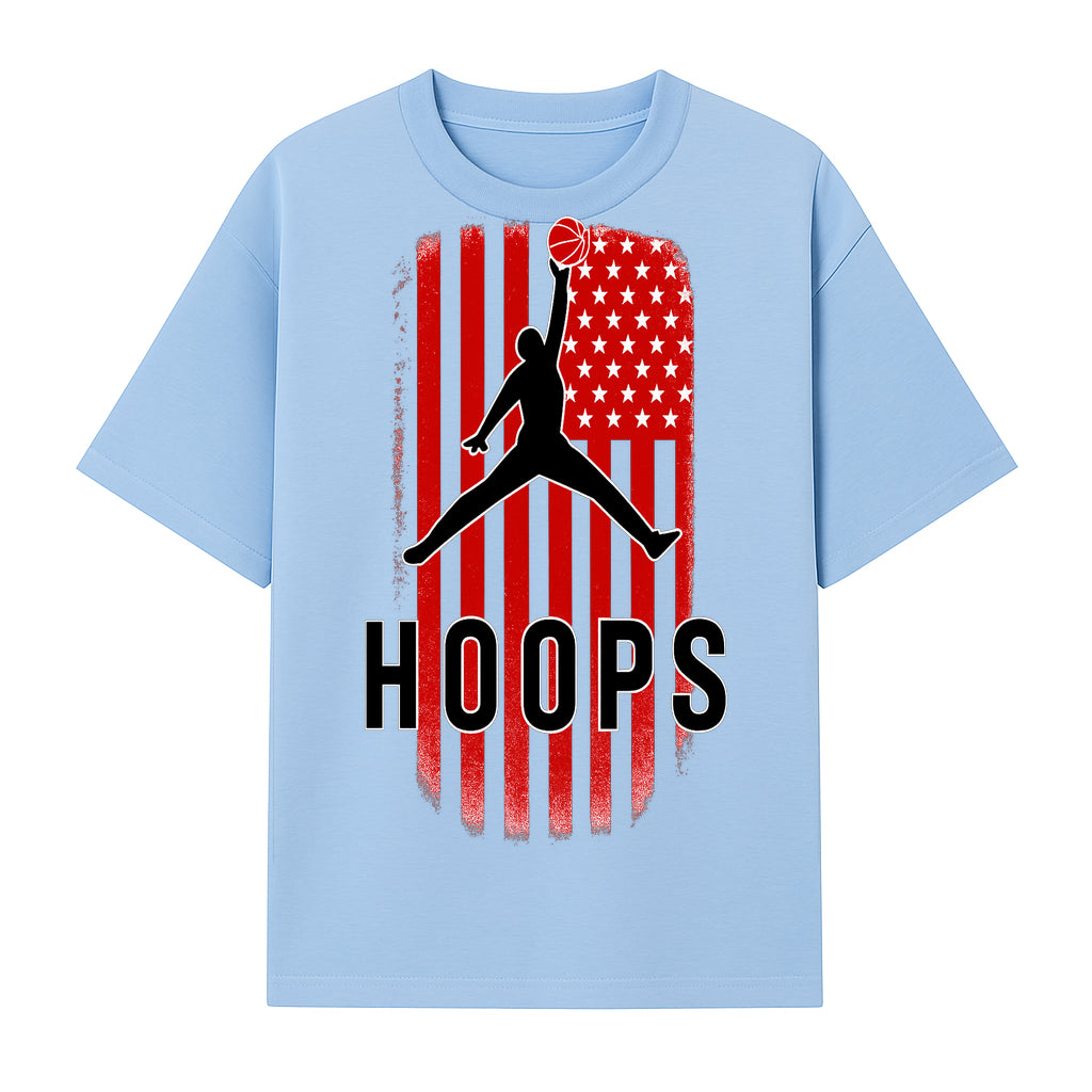 Basketball Hoops Graphic Tee with Retro American Flag Design Perfect for Sports Fans and Athletes - T-shirt 1758681891488.jpg