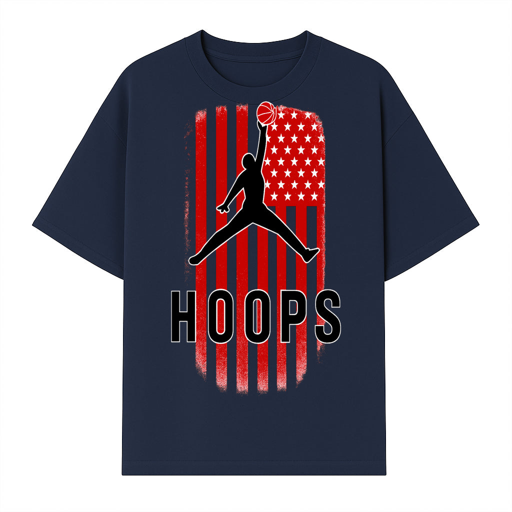 Basketball Hoops Graphic Tee with Retro American Flag Design Perfect for Sports Fans and Athletes - T-shirt 1758681891895.jpg
