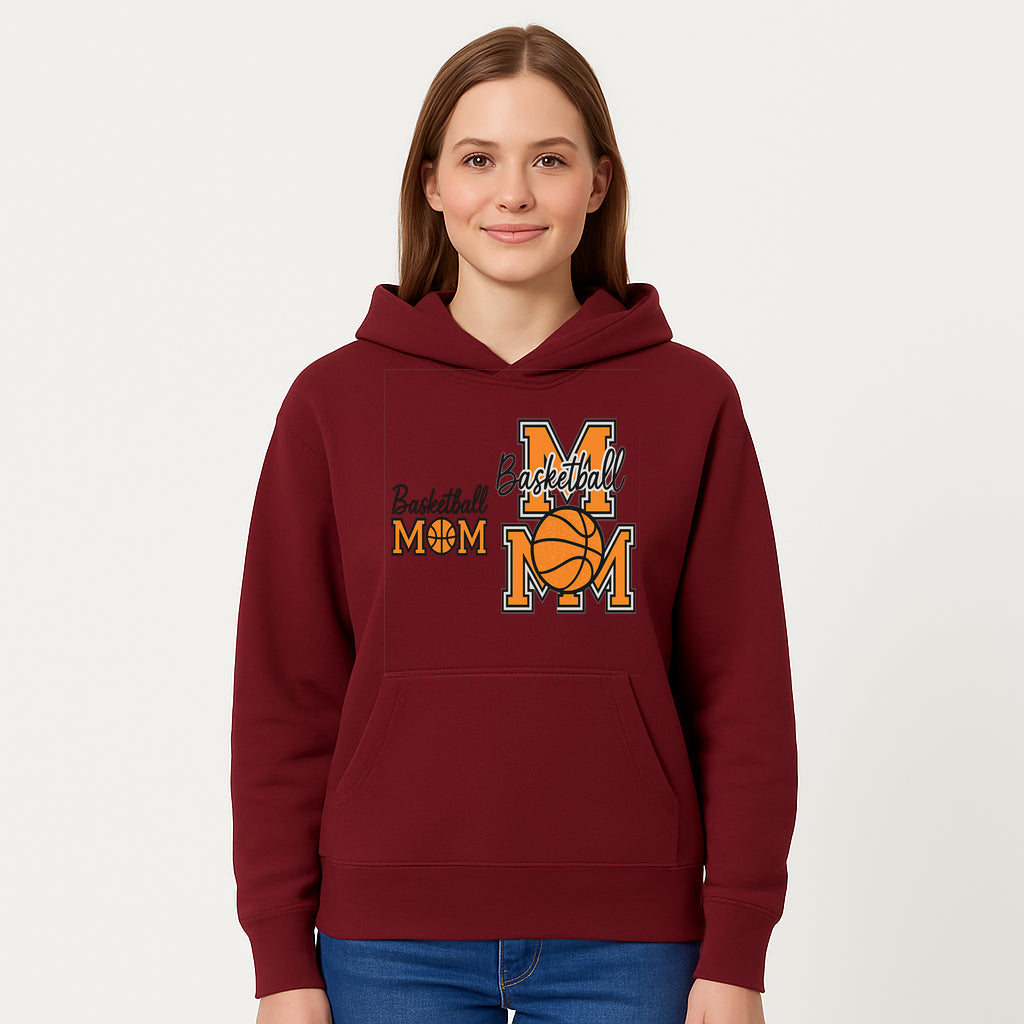 Basketball Mom T-Shirt, Sporty Orange & Black Design, Perfect Gift for Basketball Moms, Team Spirit Apparel - Hoodie 1758681892139.jpg