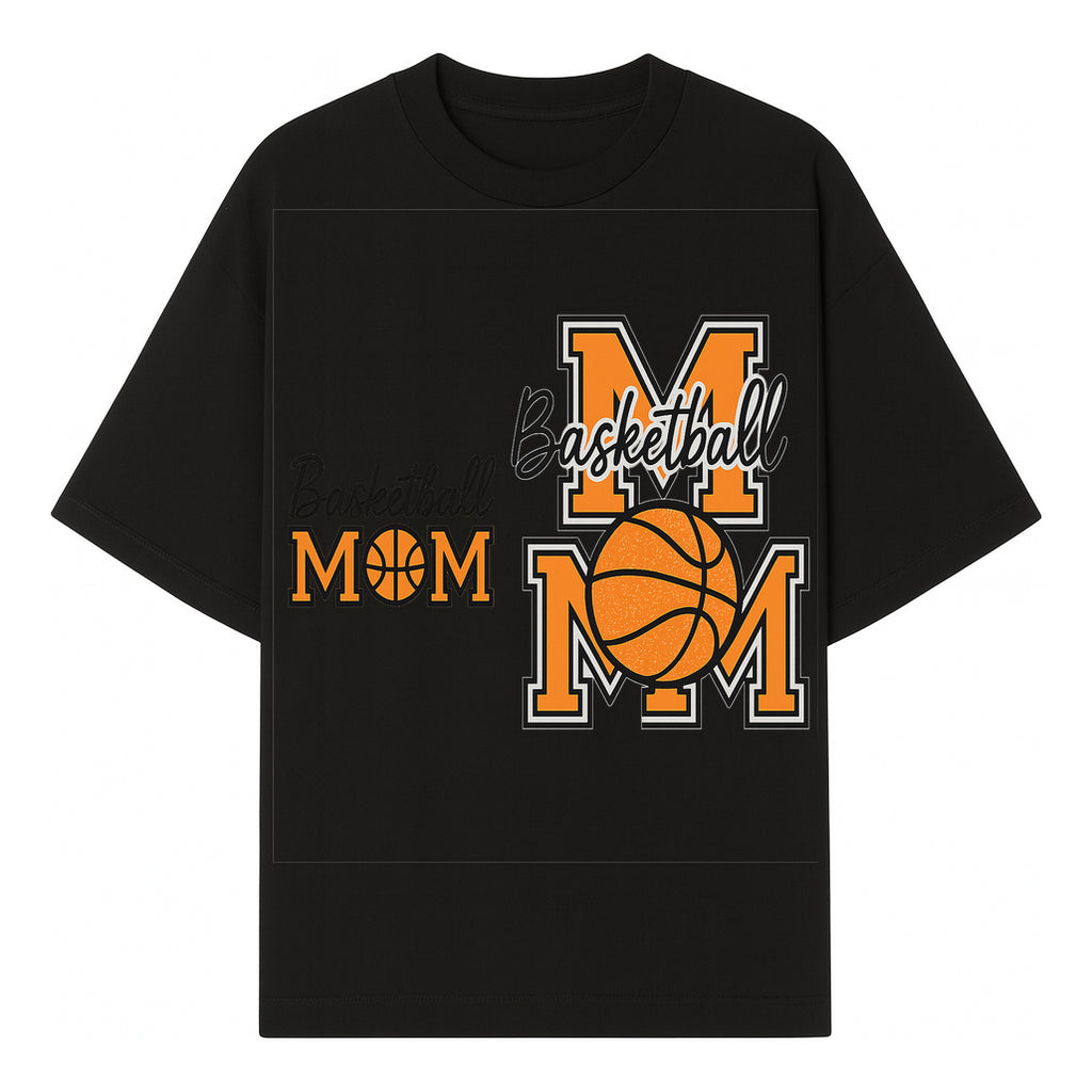 Basketball Mom T-Shirt, Sporty Orange & Black Design, Perfect Gift for Basketball Moms, Team Spirit Apparel - T-shirt 1758681892392.jpg